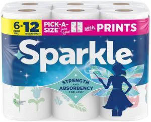 SPARKLE Pick-A-Size Paper Towels, 2-Ply Spirited Prints, 6 Double Rolls SPARKLE Pick-A-Size Paper Towels, 2-Ply Spirited Prints, 6 Double Rolls