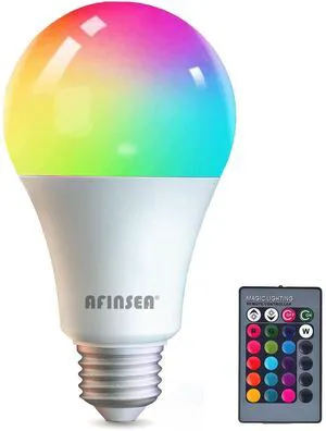 9W RGB Color Changing LED Light Bulb, A19 E26/E27, 40W Equivalent, Warm White 6500K, 16 Color Multicolor Dimmable, 1 Pack 9W RGB Color Changing LED Light Bulb, A19 E26/E27, 40W Equivalent, Warm White 6500K, 16 Color Multicolor Dimmable, 1 Pack
