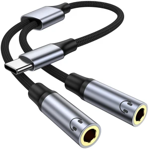 USB-C to Dual 3.5mm Female Headphone Microphone Splitter Adapter for iPhone 17 16 15 Pro Max, Samsung Galaxy S25 S24, Pixel, Note USB-C to Dual 3.5mm Female Headphone Microphone Splitter Adapter for iPhone 17 16 15 Pro Max, Samsung Galaxy S25 S24, Pixel, Note