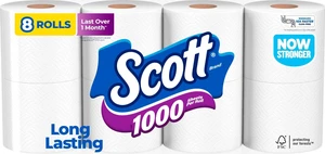 Scott 1000 1-Ply Toilet Paper, 8 Rolls, Septic-Safe Scott 1000 1-Ply Toilet Paper, 8 Rolls, Septic-Safe