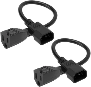 IEC 320 C14 to NEMA 5-15R Short Power Cable 12Inch/1Foot 18AWG 10A 125V Heavy Duty for PDU UPS PC Monitor 2Pack IEC 320 C14 to NEMA 5-15R Short Power Cable 12Inch/1Foot 18AWG 10A 125V Heavy Duty for PDU UPS PC Monitor 2Pack