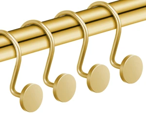 CHICTIE Gold Metal Shower Curtain Hooks, Rustproof Heavy Duty Round Design, Set of 12, Modern Decorative for Bathroom CHICTIE Gold Metal Shower Curtain Hooks, Rustproof Heavy Duty Round Design, Set of 12, Modern Decorative for Bathroom