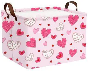 Large Heart-Shaped Storage Bin, Collapsible Valentine's Day Basket Organizer for Gifts Room Decor (Pink Bottom Lines White Love) Large Heart-Shaped Storage Bin, Collapsible Valentine's Day Basket Organizer for Gifts Room Decor (Pink Bottom Lines White Love)