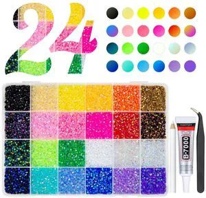 QiiPii 24 Color Bedazzler Kit 3mm Resin Rhinestones Full Grids QiiPii 24 Color Bedazzler Kit 3mm Resin Rhinestones Full Grids