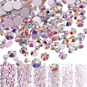 Bememo 3456Pcs AB Crystal Rhinestones Flat Back Mixed Size Iridescent Gems Bememo 3456Pcs AB Crystal Rhinestones Flat Back Mixed Size Iridescent Gems