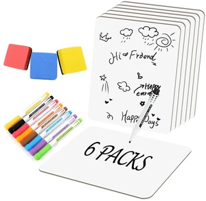 6 Pack Small White Dry Erase Boards 9"x12" Personal Lapboards with Erasers and Color Pens 6 Pack Small White Dry Erase Boards 9"x12" Personal Lapboards with Erasers and Color Pens