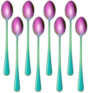 5-Inch Rainbow Stainless Steel Ice Tea Spoons, Set of 8, Long Handle Coffee Stirring Spoons, Multicolored Sundae Spoons, Colorful Cocktail Mixing Spoon 5-Inch Rainbow Stainless Steel Ice Tea Spoons, Set of 8, Long Handle Coffee Stirring Spoons, Multicolored Sundae Spoons, Colorful Cocktail Mixing Spoon