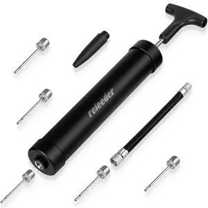 10 Inch Portable Ball Pump Kit with 5 Needles, 1 Nozzle & Extension Hose for Soccer, Football, Volleyball, Water Polo, Rugby 10 Inch Portable Ball Pump Kit with 5 Needles, 1 Nozzle & Extension Hose for Soccer, Football, Volleyball, Water Polo, Rugby