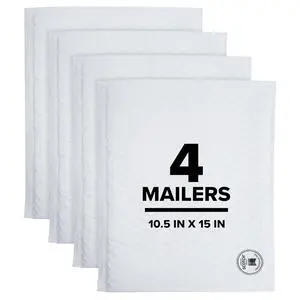 Scotch Size 5 Poly Bubble Mailer, White, Large, Inside Dimensions 10.5 x 15 In, 50% Recycled Plastic Scotch Size 5 Poly Bubble Mailer, White, Large, Inside Dimensions 10.5 x 15 In, 50% Recycled Plastic