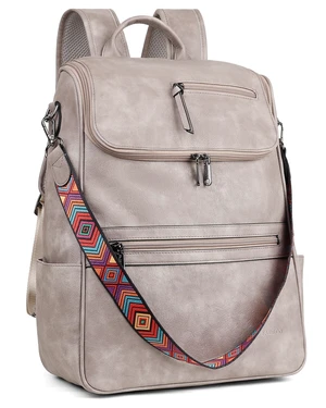 FADEON Laptop Backpack for Women Leather Travel Backpack with Laptop Compartment, Designer PU Shoulder Laptop Bag Grey FADEON Laptop Backpack for Women Leather Travel Backpack with Laptop Compartment, Designer PU Shoulder Laptop Bag Grey