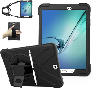 AOOCSHEY for Galaxy Tab S2 9.7 inch Case 2015, Heavy Duty Rugged Shockproof Drop Protection Kids Cover w/Rotating Stand Hand Strap Shoulder Strap for Samsung SM-T810/T813/T815/T817/T818/T819, Bl AOOCSHEY for Galaxy Tab S2 9.7 inch Case 2015, Heavy Duty Rugged Shockproof Drop Protection Kids Cover w/Rotating Stand Hand Strap Shoulder Strap for Samsung SM-T810/T813/T815/T817/T818/T819, Bl