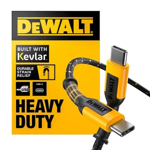 DEWALT Heavy Duty USB C Cable, Jobsite 60 Watt USB C Cable 10ft DEWALT Heavy Duty USB C Cable, Jobsite 60 Watt USB C Cable 10ft
