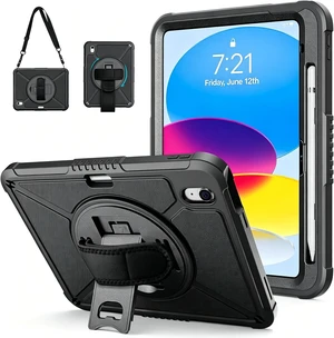 ZtotopCases for iPad (A16) 11th/10th Generation 11''/10.9'' 2025/2022, Heavy Duty Case with Screen Protector & 360-Rotating Hand Strap, Full-Body Drop Protection Cover, Black ZtotopCases for iPad (A16) 11th/10th Generation 11''/10.9'' 2025/2022, Heavy Duty Case with Screen Protector & 360-Rotating Hand Strap, Full-Body Drop Protection Cover, Black