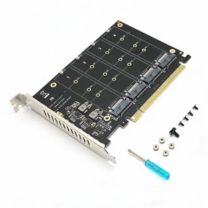 4 Port M.2 NVMe SSD to PCIe x16 Adapter Card, 32Gbps 4 Port M.2 NVMe SSD to PCIe x16 Adapter Card, 32Gbps
