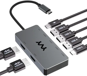 Dual Monitor Connector, HDMI Splitter for Dual Monitors Extended Display, USB C Laptop Dock for 2 Monitors 4K 30Hz, PD 100W for Mac,MacBook Pro/Air, Dell, Surfacebook (7 in 1 2HDMI+3USB3.0) Dual Monitor Connector, HDMI Splitter for Dual Monitors Extended Display, USB C Laptop Dock for 2 Monitors 4K 30Hz, PD 100W for Mac,MacBook Pro/Air, Dell, Surfacebook (7 in 1 2HDMI+3USB3.0)