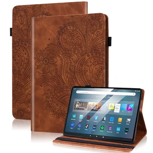 VODEFOX for Kindle Fire HD 10 Case 9th/7th/5th Generation 10.1 Inch (2019/2017/2015),Embossed Flower Pattern PU Leather Folio Wallet Shockproof Cover with Pencil Holder Elastic Band 10.1" - Brown VODEFOX for Kindle Fire HD 10 Case 9th/7th/5th Generation 10.1 Inch (2019/2017/2015),Embossed Flower Pattern PU Leather Folio Wallet Shockproof Cover with Pencil Holder Elastic Band 10.1" - Brown
