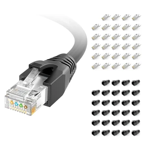 VCELINK Cat6A Pass Through RJ45 Connectors, Cat7 Shielded STP/FTP (Black, 30-Pack) VCELINK Cat6A Pass Through RJ45 Connectors, Cat7 Shielded STP/FTP (Black, 30-Pack)