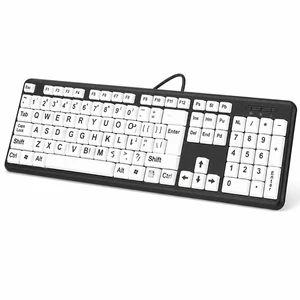 Luqeeg Large Print Keyboard, USB Wired, 104 Keys Black White High Contrast, Low Vision, Old People Keyboard Luqeeg Large Print Keyboard, USB Wired, 104 Keys Black White High Contrast, Low Vision, Old People Keyboard