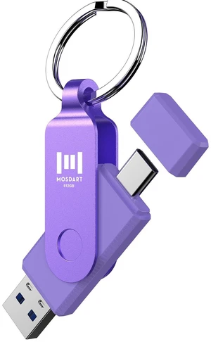 MOSDART 512GB USB C & A 3.2 150MB/s Dual Flash Drive with Keychain, Purple MOSDART 512GB USB C & A 3.2 150MB/s Dual Flash Drive with Keychain, Purple