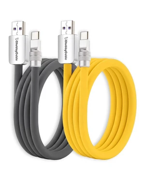 chubbycable 120W Silicone USB A to C Cable, 2 Pack, Gray+Yellow, 8.2FT chubbycable 120W Silicone USB A to C Cable, 2 Pack, Gray+Yellow, 8.2FT