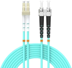 Buacoz LC/UPC to ST/UPC Fiber Patch Cable OM3 82ft/25meters, 10Gb/Gigabit MultiMode Duplex Jumper 50/125m LSZH Fiber Optic Cable Cord for SFP Transceiver, Aqua Buacoz LC/UPC to ST/UPC Fiber Patch Cable OM3 82ft/25meters, 10Gb/Gigabit MultiMode Duplex Jumper 50/125m LSZH Fiber Optic Cable Cord for SFP Transceiver, Aqua