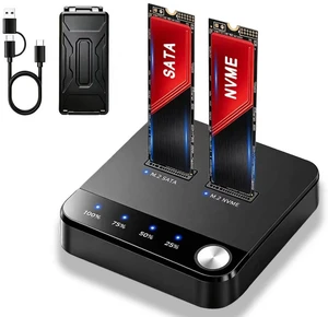 SETHDA 20Gbps M.2 Cloner & Duplicator, Dual Bay NVMe SATA SSD Enclosure SETHDA 20Gbps M.2 Cloner & Duplicator, Dual Bay NVMe SATA SSD Enclosure