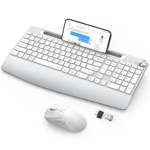 GAMCATZ Wireless Keyboard and Mouse - Full-Sized Ergonomic Keyboard with Wrist Rest, Phone Holder, Volume Knob,2.4GHz Silent Cordless Keyboard Mouse Combo for Computer, Laptop, PC, Mac, Windows GAMCATZ Wireless Keyboard and Mouse - Full-Sized Ergonomic Keyboard with Wrist Rest, Phone Holder, Volume Knob,2.4GHz Silent Cordless Keyboard Mouse Combo for Computer, Laptop, PC, Mac, Windows