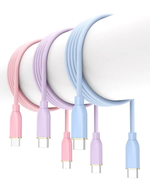 USB C to USB C Cable 15FT 3-Pack , 60W USBC Silicone Cable Multicolored USB C to USB C Cable 15FT 3-Pack , 60W USBC Silicone Cable Multicolored
