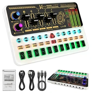 Hosabely Audio Mixer With Effects, Live Sound Card with Volume Fader, Voice Changer, Sound Effects, for Karaoke, Recording, Podcasting Sound Board for Kids, Gift, Gme, PS5(White) Hosabely Audio Mixer With Effects, Live Sound Card with Volume Fader, Voice Changer, Sound Effects, for Karaoke, Recording, Podcasting Sound Board for Kids, Gift, Gme, PS5(White)