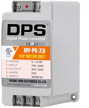 DPS Digital Phase Converter 7.5HP, My-PS-7.5, Single to 3 Phase, 23A 220V DPS Digital Phase Converter 7.5HP, My-PS-7.5, Single to 3 Phase, 23A 220V