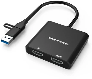 BKELHS USB 3.0 to Dual HDMI Adapter, USB to 2 HDMI Multiple Monitor 4K 1080P 60HZ Full HD Audio Video Graphics Converter Cable Laptop Splitter Extended Display Dual Screens Desktop for Windows Mac OS BKELHS USB 3.0 to Dual HDMI Adapter, USB to 2 HDMI Multiple Monitor 4K 1080P 60HZ Full HD Audio Video Graphics Converter Cable Laptop Splitter Extended Display Dual Screens Desktop for Windows Mac OS