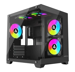 Apevia Prism-BK Dual Chamber Micro-ATX Case with 5X ARGB PWM Fans Apevia Prism-BK Dual Chamber Micro-ATX Case with 5X ARGB PWM Fans