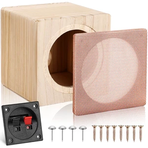 Facmogu 4in Solid Wood Speaker Enclosure with Grill Cover & Terminal Cup Facmogu 4in Solid Wood Speaker Enclosure with Grill Cover & Terminal Cup