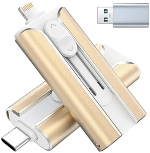 MFI Certified 512GB Flash Drive Photo Stick and USB Stick Offers Photo/Video Storage, The External Storage is Compatible with iOS, Android, and Pc,1 Pack (Gold)(Available Space: ~484GB) MFI Certified 512GB Flash Drive Photo Stick and USB Stick Offers Photo/Video Storage, The External Storage is Compatible with iOS, Android, and Pc,1 Pack (Gold)(Available Space: ~484GB)