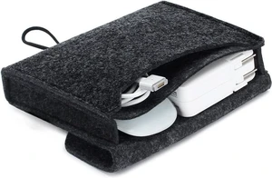HYK MART Portable Felt Storage Bag, Electronics Accessories Protective Case Pouch for Cellphone, Cables, Portable External Hard Drive (Dark Grey) HYK MART Portable Felt Storage Bag, Electronics Accessories Protective Case Pouch for Cellphone, Cables, Portable External Hard Drive (Dark Grey)