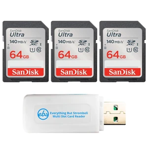 SanDisk 64GB Ultra SD Memory Card Class 10 (3 Pack) SDSDUNB-064G-GN6IN SanDisk 64GB Ultra SD Memory Card Class 10 (3 Pack) SDSDUNB-064G-GN6IN