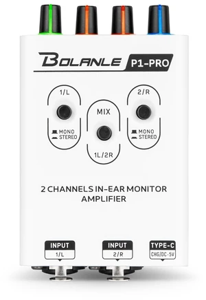Bolanle P1-Pro 2-Channel Personal in-Ear Monitor Amplifier, White Bolanle P1-Pro 2-Channel Personal in-Ear Monitor Amplifier, White