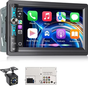 Kissound 7" Double Din Car Stereo with 7" Touchscreen, Wireless Apple Carplay & Android Auto, Bluetooth, Backup Camera, 240W, SWC, Subwoofer, FM/AM Car Audio Kissound 7" Double Din Car Stereo with 7" Touchscreen, Wireless Apple Carplay & Android Auto, Bluetooth, Backup Camera, 240W, SWC, Subwoofer, FM/AM Car Audio