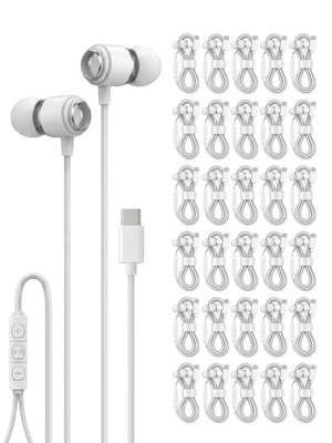 Halo 30-Pack USB C Wired Earbuds with Mic, Type C in-Ear Headphones with Volume Control, Bulk Headphones Compatible with iPhone 17 16 15 Pro Max, iPad, Galaxy S26 S25 S24 S23, Pixel - White Halo 30-Pack USB C Wired Earbuds with Mic, Type C in-Ear Headphones with Volume Control, Bulk Headphones Compatible with iPhone 17 16 15 Pro Max, iPad, Galaxy S26 S25 S24 S23, Pixel - White