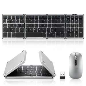 Foldable Keyboard and Mouse, Bluetooth Dual Model Folding, 2.4G + BT5.0 x 3, Full-Size Portable Travel Keyboard & Rechargeable Wireless Mouse for Windows Android iOS Mac OS, Elegant Grey Foldable Keyboard and Mouse, Bluetooth Dual Model Folding, 2.4G + BT5.0 x 3, Full-Size Portable Travel Keyboard & Rechargeable Wireless Mouse for Windows Android iOS Mac OS, Elegant Grey