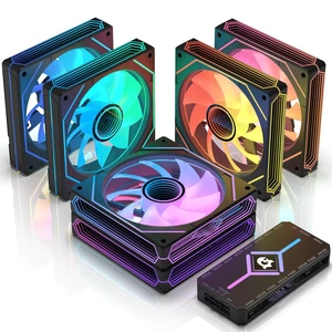 6 Pack ARGB PWM Fans,4 Forward Fan +2 Reverse Fans,5V Addressable RGB Fans with Controller, PWM PC Fan 1550 RPM,Computer Case and Liquid Cooling SystemThree Sided Prism DesignBlack 6 Pack ARGB PWM Fans,4 Forward Fan +2 Reverse Fans,5V Addressable RGB Fans with Controller, PWM PC Fan 1550 RPM,Computer Case and Liquid Cooling SystemThree Sided Prism DesignBlack