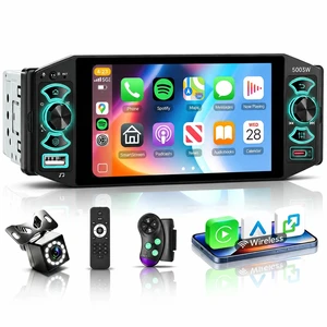 Hodozzy Single Din Car Radio with Touch Screen, Wireless CarPlay & Android Auto, 5 Inch Stereo Mirror Link, Bluetooth, FM/AM/RDS Radio, EQ, SWC, USB/Type-C, Color Knobs & Remote Control+ Camera Hodozzy Single Din Car Radio with Touch Screen, Wireless CarPlay & Android Auto, 5 Inch Stereo Mirror Link, Bluetooth, FM/AM/RDS Radio, EQ, SWC, USB/Type-C, Color Knobs & Remote Control+ Camera
