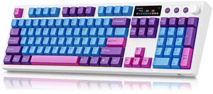 BOYI K104Pro Creamy Mechanical Gaming Keyboard,2.2" Smart Screen&Media Knob,QMK/VIA Programmable Tri-Mode BT/2.4GHz/USB-C 100% Full Size Gasket Mounted Hot Swap RGB Keyboard for PC Mac(White Joker) BOYI K104Pro Creamy Mechanical Gaming Keyboard,2.2" Smart Screen&Media Knob,QMK/VIA Programmable Tri-Mode BT/2.4GHz/USB-C 100% Full Size Gasket Mounted Hot Swap RGB Keyboard for PC Mac(White Joker)