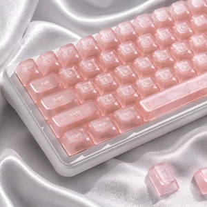 Keyporia Pink Clear Keycaps Set, 126 Keys Transparent Shine Through Keycap, ASA Profile Keyboard Key Caps, MX-Compatible for 61/68/84/87/98/100/104-Key Mechanical Keyboard Keyporia Pink Clear Keycaps Set, 126 Keys Transparent Shine Through Keycap, ASA Profile Keyboard Key Caps, MX-Compatible for 61/68/84/87/98/100/104-Key Mechanical Keyboard
