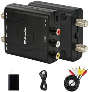 RCA to RF Modulater for TV, AV to Coaxial RF Converter with CH3/CH4 Switch, Analog Video Audio Modulator NTSC Format for Retro Game Console, VHS Player, DVD, VCR RCA to RF Modulater for TV, AV to Coaxial RF Converter with CH3/CH4 Switch, Analog Video Audio Modulator NTSC Format for Retro Game Console, VHS Player, DVD, VCR