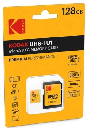 Kodak 128GB Class 10 UHS-I U1 MicroSDXC Card with Adapter 10x Write Speed Kodak 128GB Class 10 UHS-I U1 MicroSDXC Card with Adapter 10x Write Speed