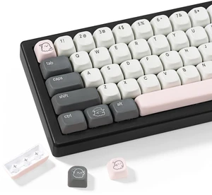 TICKTYYPE Cute Ghost Theme PBT Keycaps, White&Grey Keyboard Keycaps TICKTYYPE Cute Ghost Theme PBT Keycaps, White&Grey Keyboard Keycaps