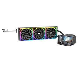 Thermaltake MAGCurve 360 Ultra CPU Liquid Cooler; Intel/AMD Compatible; 3x120mm 500~2500rpm TOUGHFAN EX ARGB; MAGForce 2.0; 6.67" AMOLED 60Hz; Swappable Fan Blades; TT RGB Plus 3.0; CL Thermaltake MAGCurve 360 Ultra CPU Liquid Cooler; Intel/AMD Compatible; 3x120mm 500~2500rpm TOUGHFAN EX ARGB; MAGForce 2.0; 6.67" AMOLED 60Hz; Swappable Fan Blades; TT RGB Plus 3.0; CL