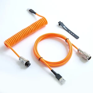 GUNMJO Pro Custom Premium Coiled USB C Cable for Gaming Keyboard, Double-Sleeved Mechanical Keyboard Cable with Detachable Metal Aviator, 1.5M USB-C to USB-A, Brilliant Orange Color GUNMJO Pro Custom Premium Coiled USB C Cable for Gaming Keyboard, Double-Sleeved Mechanical Keyboard Cable with Detachable Metal Aviator, 1.5M USB-C to USB-A, Brilliant Orange Color