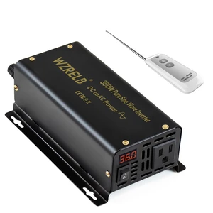 WZRELB 300W Pure Sine Wave Inverter 600W Peak DC 12V to 110V AC Power Converter Off Grid LED Display with Remote Controller WZRELB 300W Pure Sine Wave Inverter 600W Peak DC 12V to 110V AC Power Converter Off Grid LED Display with Remote Controller